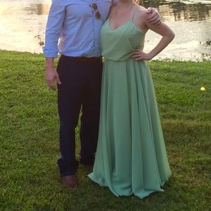 Long Spaghetti Strap Chiffon Bridesmaid Dress size